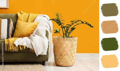 Green sofa and houseplant i...