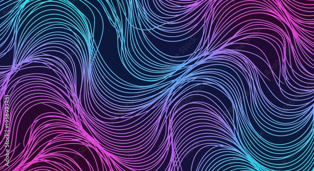 Obraz premium Abstract Wavy Lines Background, Neon Gradient Flowing Waves, Futuristic Digital Art