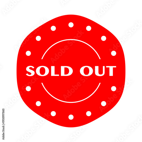 Sold Out Badge Label | Red Out of Stock Sticker, Product Unavailable Icon