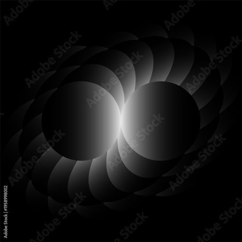 Abstract background with black and white circle gradient