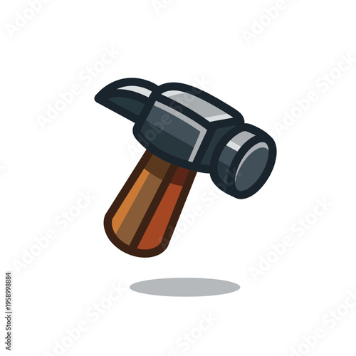 A playful cartoon-style hammer illustration, ideal for construction, hardware, or DIY projects. The design conveys strength and reliability in a friendly way.