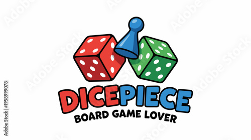 A vibrant design featuring colorful dice and a game piece, celebrating the joy of board games and fostering connections among players in a delightful atmosphere.