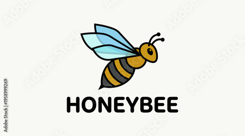 A charming logo depicting a honeybee, capturing the essence of nature, sweetness, and pollination essential for ecological balance and agricultural success.
