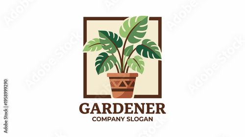 This logo features a potted plant, symbolizing growth and nurturing in gardening. It's perfect for a company focused on plant care and environmental sustainability.