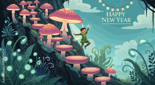Magical Mushroom Forest New Year Celebration.