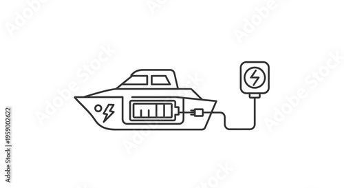 Electric Boat Charging Icon: Sustainable Energy for Marine Transport