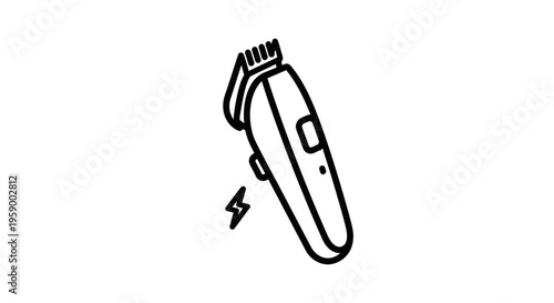Electric Hair Clipper Icon, Charging Symbol, Barber Tool, Line Art