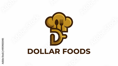 This unique logo design for Dollar Foods merges culinary elements with a chef motif, suggesting affordable yet delicious meals that cater to all budget-conscious diners.