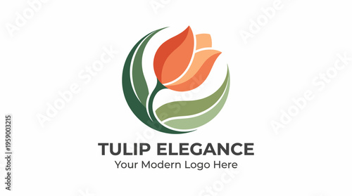 An artistic interpretation of a tulip flower designed for elegance, reflecting beauty and modern aesthetics, suitable for floral shops or beauty brands seeking a fresh appeal.