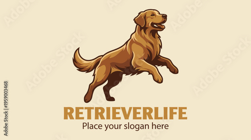 A playful golden retriever jumps in mid-air, showcasing its joyful spirit and energy, symbolizing companionship and loyalty, perfect for pet-related themes and marketing.
