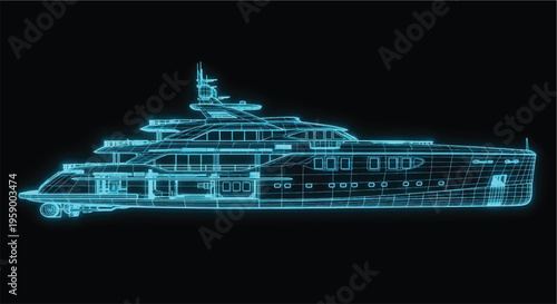 Luxury Yacht Blueprint – Advanced Marine Engineering CAD Technical Drawing