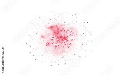 Pink watercolor splash explosion on white background, abstract ink blot with paint splatter, artistic soft rose pigment burst for creative design