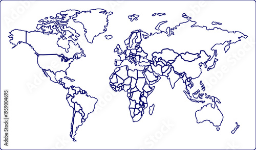 Editable Vector World Map with Labels.