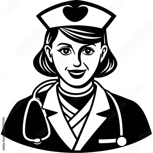 Stethoscope nurse vector clipart on white background. 