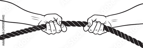 Tug of war hands pull rope silhouette vector design for vector illustration.