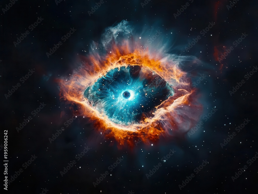 Fototapeta premium Nebula resembling an open eye in space, symbolic cosmic awareness