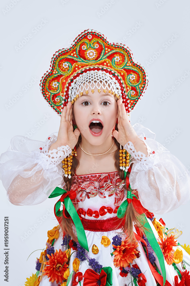 Fototapeta premium Surprised Folk Girl