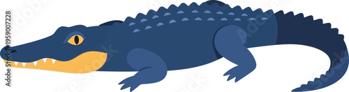 An alligator illustration depicts the reptile standing alone outdoors in a natural environment.