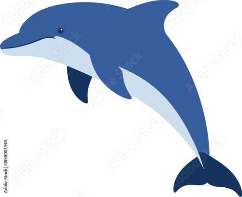 An illustration of a dolphin jumping out of the water in the ocean