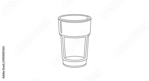 Clean Line Art Illustration of a Tall Glass Tumbler