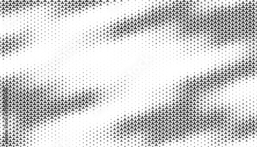 Smooth transition of geometric pattern with halftone effect. Black isolated on white background. Easily resized and recoloured at your discretion. Vector Format Illustration. EPS10 