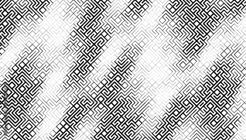 Black and white abstract maze pattern with smooth transition effect for sporty and modern background. Vector Format Illustration 