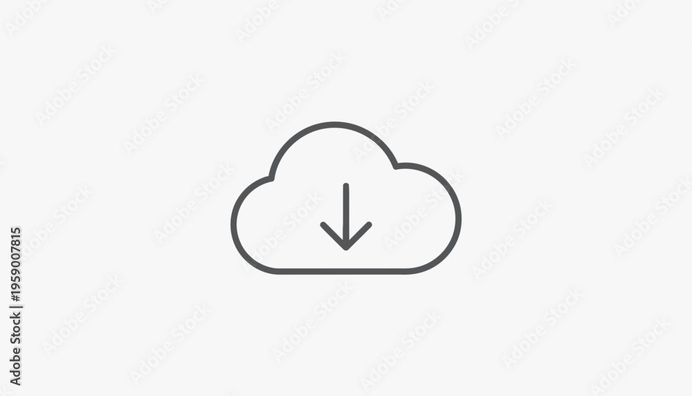 Obraz premium Cloud download icon, data storage, digital transfer, online backup, cloud computing concept