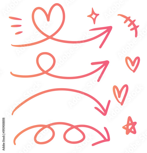 手書きの矢印セット ベクター イラスト 落書き