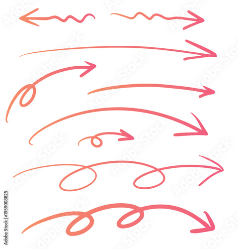 手書きの矢印セット ベクター イラスト 落書き