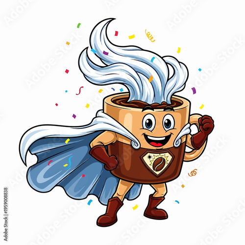 Cartoon Superhero Character with White Hair and Cape.