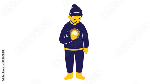 Conceptual illustration of a person with a glowing light on their chest, symbolizing inner strength, hope, or emotional well-being