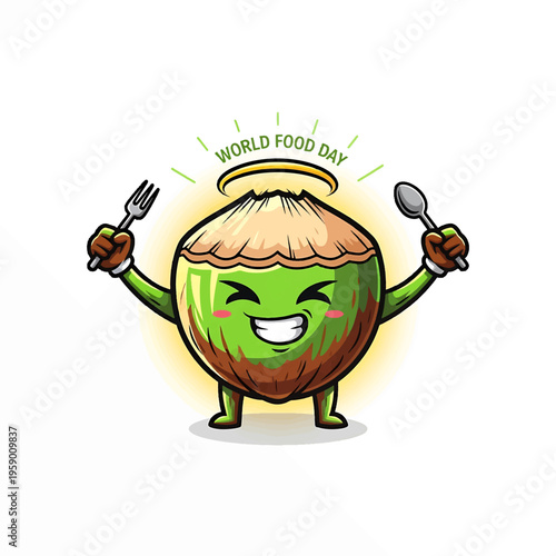 Cartoon Watermelon Character Celebrating World Food Day.