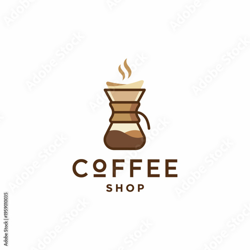 This logo features a beautifully crafted coffee brewer, epitomizing the rich flavors and warmth found in a cozy coffee shop environment.