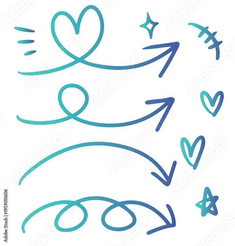 手書きの矢印セット ベクター イラスト 落書き