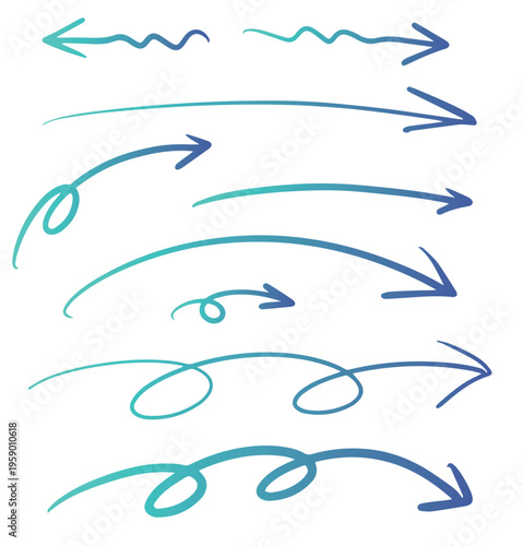 手書きの矢印セット ベクター イラスト 落書き