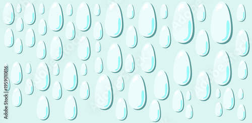 Light Blue Water Drops Seamless Pattern Vector Illustration