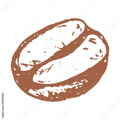 Hand drawn fresh roasted coffee bean Arabica robusta seed doodle Single element for print, web, design, decor