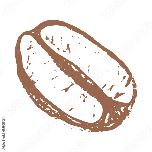 Hand drawn fresh roasted coffee bean Arabica robusta seed doodle Single element for print, web, design, decor