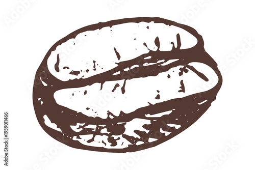 Hand drawn fresh roasted coffee bean Arabica robusta seed doodle Single element for print, web, design, decor