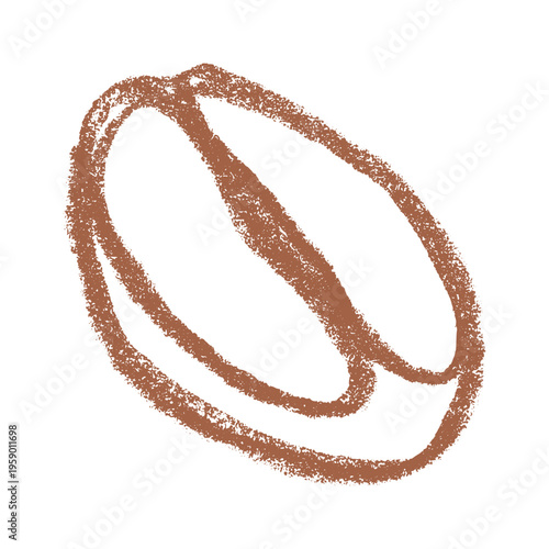 Hand drawn fresh roasted coffee bean Arabica robusta seed doodle Single element for print, web, design, decor