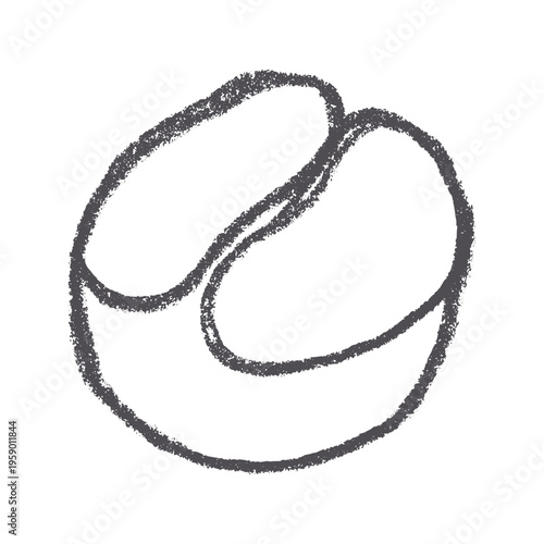 Hand drawn fresh roasted coffee bean Arabica robusta seed doodle Single element for print, web, design, decor