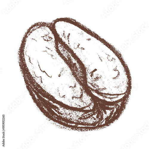 Hand drawn fresh roasted coffee bean Arabica robusta seed doodle Single element for print, web, design, decor
