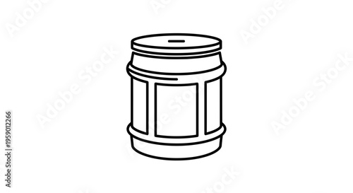 Barrel Shaped Piggy Bank Icon, Money Saving Concept, Simple Line Art