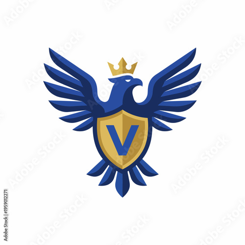 An elegant eagle with wings spread and a crown symbolizes strength, freedom, and authority, perfect for branding related to prestige and achievement.