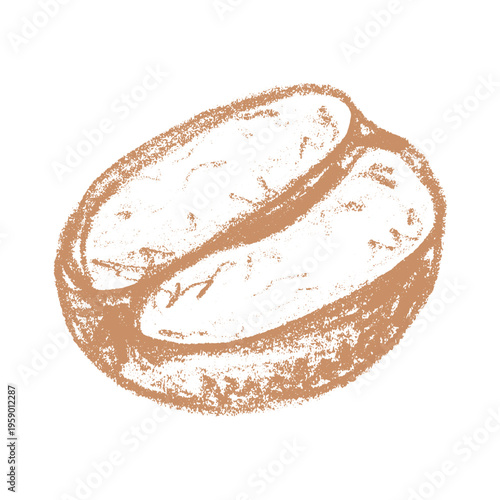 Hand drawn fresh roasted coffee bean Arabica robusta seed doodle Single element for print, web, design, decor