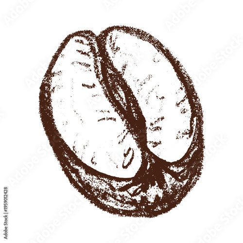 Hand drawn fresh roasted coffee bean Arabica robusta seed doodle Single element for print, web, design, decor