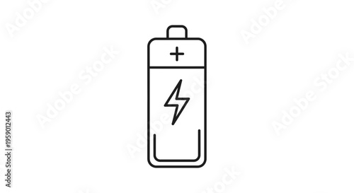 Battery Icon with Lightning Bolt Symbol, Energy Concept, Power Source, Clean Energy