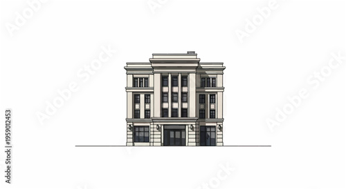Detailed Architectural Drawing of a Building.