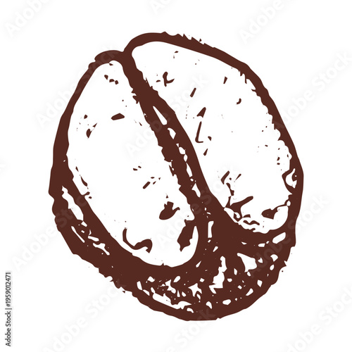 Hand drawn fresh roasted coffee bean Arabica robusta seed doodle Single element for print, web, design, decor