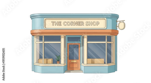 Illustration of a Corner Shop Storefront.